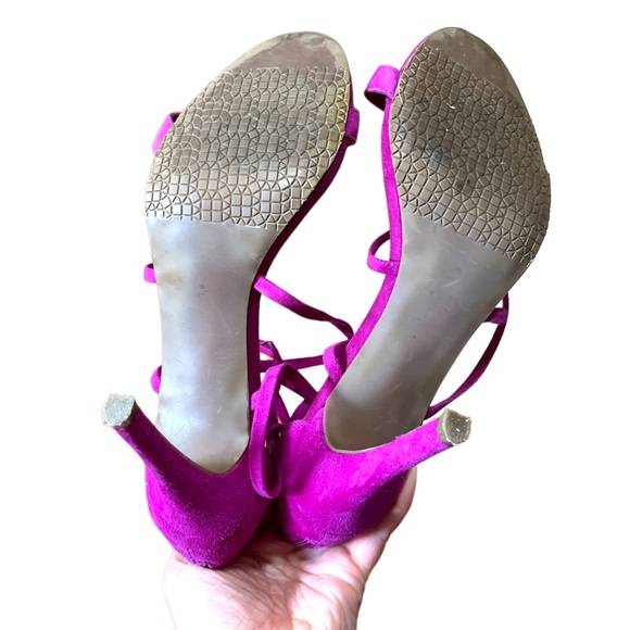 💝BP EUC Strappy suede magenta heeled sandals, sz 9 - Picture 3 of 5